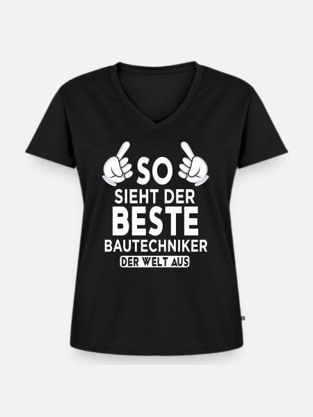Bautechniker Spruch - Frauen Premium Bio T-Shirt mit V-Ausschnitt - Schwarz