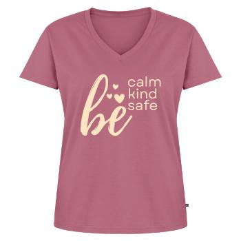 Be quiet, friendly, safe, kindness - Women's Premium Organic V-neck T-shirt - mauve - Front - AI Model Female 172 dark (172cm)