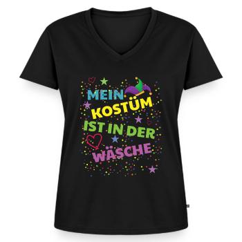 Mein Kostüm ist in der Wäsche - Frauen Premium Bio T-Shirt mit V-Ausschnitt - Schwarz - Vorne - AI Model Female 172 light (172cm)