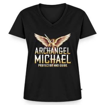 Erzengel Michael Katholisches Christentum Engel - Frauen Premium Bio T-Shirt mit V-Ausschnitt - Schwarz - Vorne - AI Model Female 172 light (172cm)