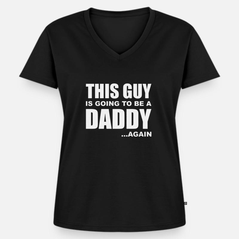 This guy is going to be a daddy ...again - Frauen Premium Bio T-Shirt mit V-Ausschnitt - Schwarz