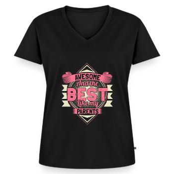 Daughter parents - Women's Premium Organic V-neck T-shirt - black - Front - AI Model Female 172 light (172cm)