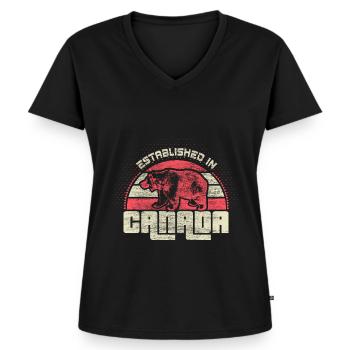 Kanada Ahorn Herkunft - Frauen Premium Bio T-Shirt mit V-Ausschnitt - Schwarz - Vorne - AI Model Female 172 light (172cm)