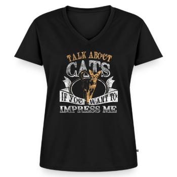 Katze Katzen - Frauen Premium Bio T-Shirt mit V-Ausschnitt - Schwarz - Vorne - AI Model Female 172 light (172cm)