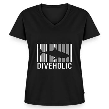 Tauchen Hai Taucher - Frauen Premium Bio T-Shirt mit V-Ausschnitt - Schwarz - Vorne - AI Model Female 172 light (172cm)