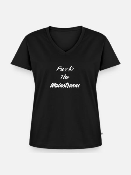 Fuck The Mainstream - Frauen Premium Bio T-Shirt mit V-Ausschnitt - Schwarz
