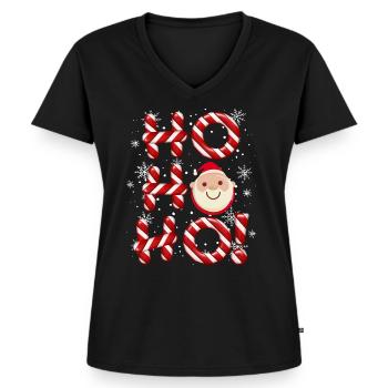HO HO HO Weihnachtsmotiv - Frauen Premium Bio T-Shirt mit V-Ausschnitt - Schwarz - Vorne - AI Model Female 172 light (172cm)