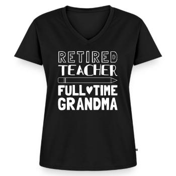 Teacher pension pension official grandma gift - Women's Premium Organic V-neck T-shirt - black - Front - AI Model Female 172 light (172cm)
