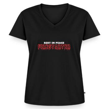 Firestarter T-Shirt Rest In Peace Keith Flint - Women's Premium Organic V-neck T-shirt - black - Front - AI Model Female 172 light (172cm)