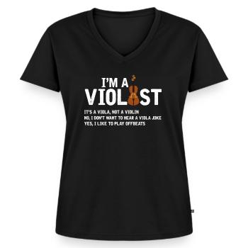 Je suis un violoniste - musicien sort violon - T-shirt encolure en V Premium bio Femme - noir - Devant - AI Model Female 172 light (172cm)