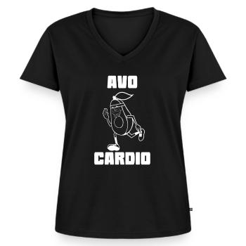 Avo Cardio - Frauen Premium Bio T-Shirt mit V-Ausschnitt - Schwarz - Vorne - AI Model Female 172 light (172cm)