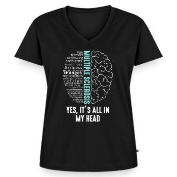 Multiple Sklerose MS Es ist alles in meinem Kopf - Frauen Premium Bio T-Shirt mit V-Ausschnitt - Schwarz - Vorne - AI Model Female 172 light (172cm)