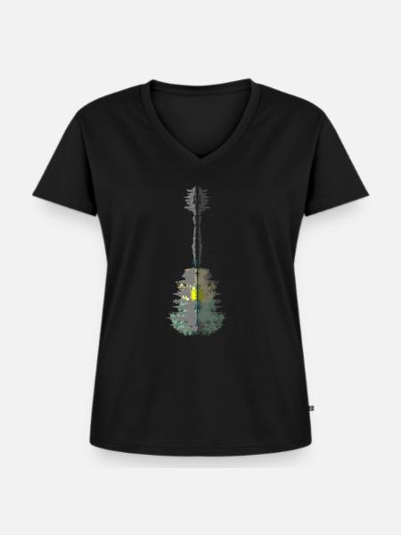 Guitarre Wald - Frauen Premium Bio T-Shirt mit V-Ausschnitt - Schwarz