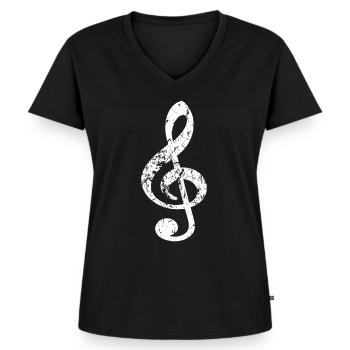 Notenschlüssel - Frauen Premium Bio T-Shirt mit V-Ausschnitt - Schwarz - Vorne - AI Model Female 172 light (172cm)