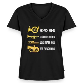 Arten von Blechbläsern Trompete Musiker - Frauen Premium Bio T-Shirt mit V-Ausschnitt - Schwarz - Vorne - AI Model Female 172 light (172cm)