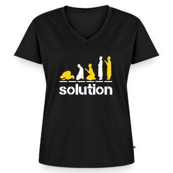 Prière islamique Islam Foi Ramadan musulman - T-shirt encolure en V Premium bio Femme - noir - Devant - AI Model Female 172 light (172cm)