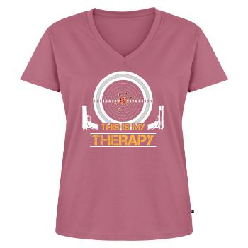 Shooting range for weapons sniper target - Women's Premium Organic V-neck T-shirt - mauve - Front - AI Model Female 172 dark (172cm)