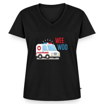 Ambulance ambulance Hôpital de voiture - T-shirt encolure en V Premium bio Femme - noir - Devant - AI Model Female 172 light (172cm)