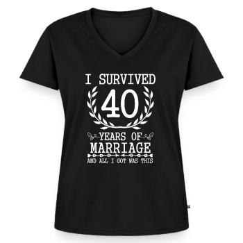 40 years husband wife 40th wedding anniversary - Women's Premium Organic V-neck T-shirt - black - Front - AI Model Female 172 light (172cm)