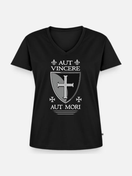 Templerschild + Templer-Zitat - Frauen Premium Bio T-Shirt mit V-Ausschnitt - Schwarz