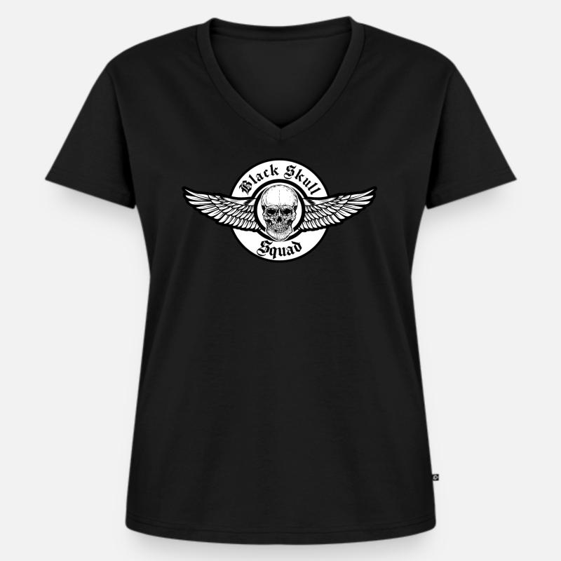 Black Skull Squad - Frauen Premium Bio T-Shirt mit V-Ausschnitt - Schwarz