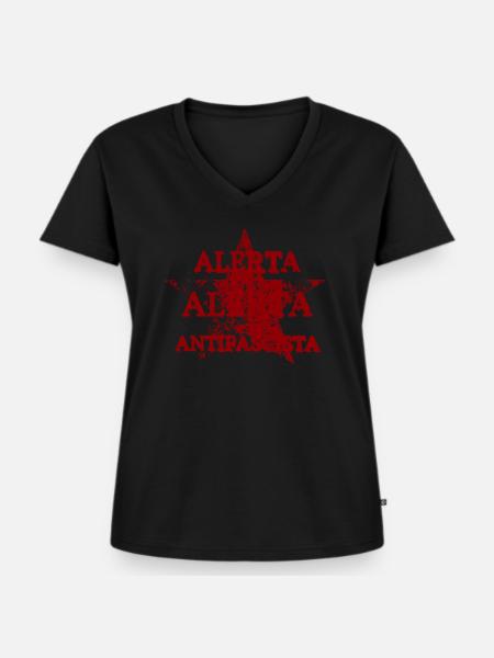 ALERTA ALERTA ANTIFASCHISMUS - Frauen Premium Bio T-Shirt mit V-Ausschnitt - Schwarz