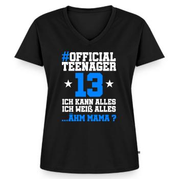 13 Geburtstag Jungen 13 Jahre Junge Mädchen Jungs - Frauen Premium Bio T-Shirt mit V-Ausschnitt - Schwarz - Vorne - AI Model Female 172 light (172cm)
