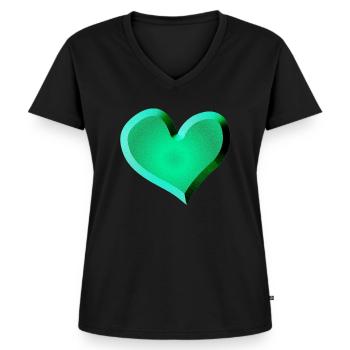 grünes Herz Symbol Glitzer grün - Frauen Premium Bio T-Shirt mit V-Ausschnitt - Schwarz - Vorne - AI Model Female 172 light (172cm)