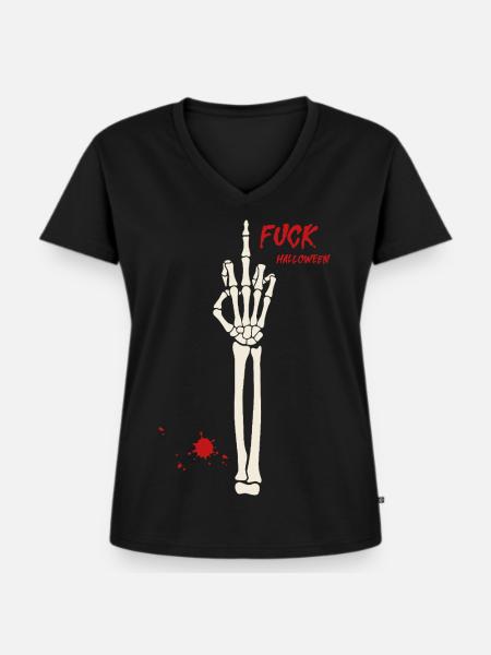 Halloween - Frauen Premium Bio T-Shirt mit V-Ausschnitt - Schwarz