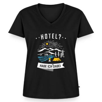 Wohnmobil Camping Zubehör - Frauen Premium Bio T-Shirt mit V-Ausschnitt - Schwarz - Vorne - AI Model Female 172 light (172cm)