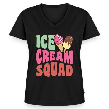 Troupe de crème glacée - T-shirt encolure en V Premium bio Femme - noir - Devant - AI Model Female 172 light (172cm)
