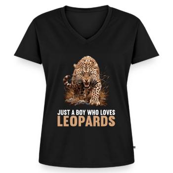 Leoparden Leopard - Frauen Premium Bio T-Shirt mit V-Ausschnitt - Schwarz - Vorne - AI Model Female 172 light (172cm)