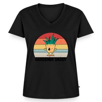 Jardinage Papa Jardinier Papa - T-shirt encolure en V Premium bio Femme - noir - Devant - AI Model Female 172 light (172cm)