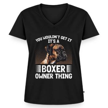Deutscher Boxer YOU WOULDN'T UNDERSTAND BOXER - Frauen Premium Bio T-Shirt mit V-Ausschnitt - Schwarz - Vorne - AI Model Female 172 light (172cm)