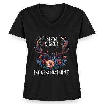 Dirndl zu klein Trachtenshirt Damen Tracht Dirndl - Frauen Premium Bio T-Shirt mit V-Ausschnitt - Schwarz - Vorne - AI Model Female 172 light (172cm)