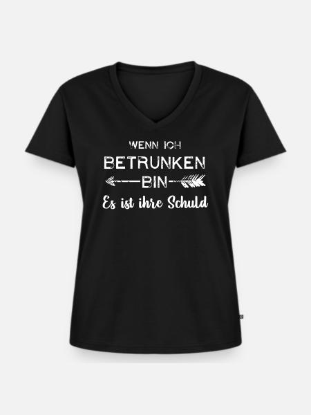 wenn ich betrunken bin - Frauen Premium Bio T-Shirt mit V-Ausschnitt - Schwarz