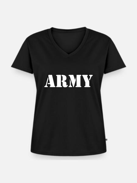 Army - Frauen Premium Bio T-Shirt mit V-Ausschnitt - Schwarz