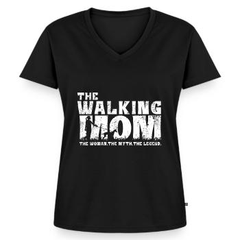 Podenco Canario Mama The Walking Mom - Frauen Premium Bio T-Shirt mit V-Ausschnitt - Schwarz - Vorne - AI Model Female 172 light (172cm)
