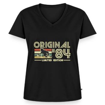 1984 - Frauen Premium Bio T-Shirt mit V-Ausschnitt - Schwarz - Vorne - AI Model Female 172 light (172cm)