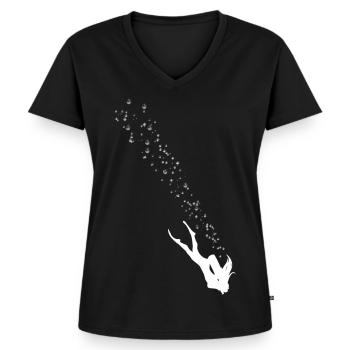Bulles de Plongeuse - T-shirt encolure en V Premium bio Femme - noir - Devant - AI Model Female 172 light (172cm)
