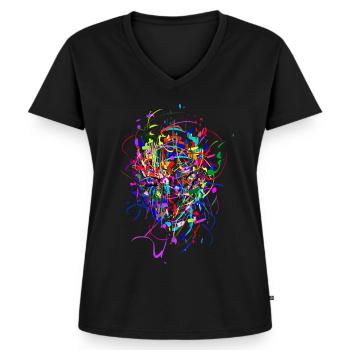 Couleur - Bombe / Abstrait / Visage - T-shirt encolure en V Premium bio Femme - noir - Devant - AI Model Female 172 light (172cm)