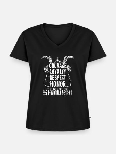 Samurai - Frauen Premium Bio T-Shirt mit V-Ausschnitt - Schwarz