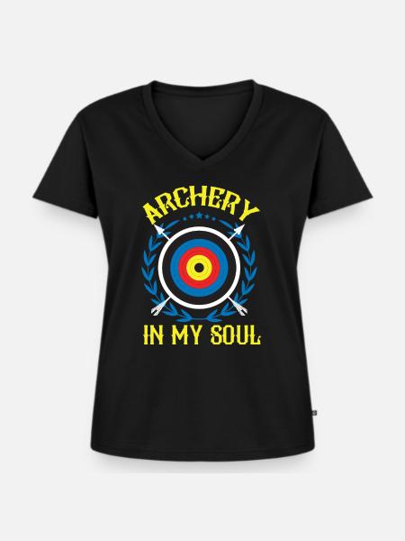 Bogenschießen Bogenschütze Zielscheibe Geschenk - Frauen Premium Bio T-Shirt mit V-Ausschnitt - Schwarz
