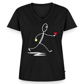 Herz - Herzlich - Strichmännchen - Frauen Premium Bio T-Shirt mit V-Ausschnitt - Schwarz - Vorne - AI Model Female 172 light (172cm)