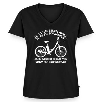 E Bike Fahrrad Lustiger Spruch Rentner Geschenk - Frauen Premium Bio T-Shirt mit V-Ausschnitt - Schwarz - Vorne - AI Model Female 172 light (172cm)