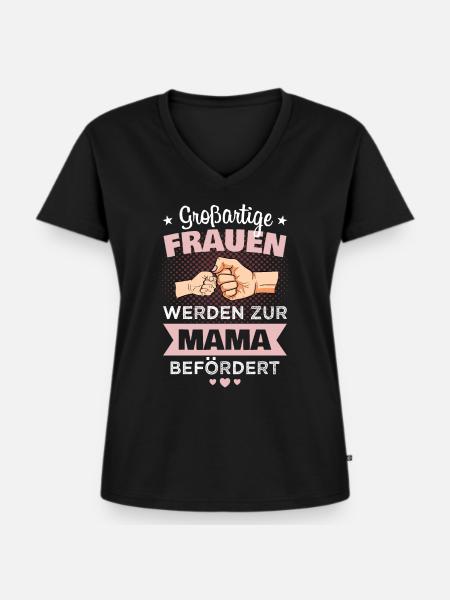 Mama Werdende Mutter Mutterschaft Schwangerschaft - Frauen Premium Bio T-Shirt mit V-Ausschnitt - Schwarz