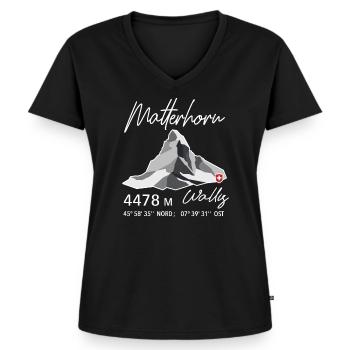 Matterhorn Zermatt Schweizer Berg Retro Low Poly - Frauen Premium Bio T-Shirt mit V-Ausschnitt - Schwarz - Vorne - AI Model Female 172 light (172cm)