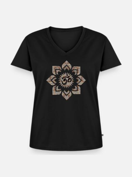 mandala om - Frauen Premium Bio T-Shirt mit V-Ausschnitt - Schwarz