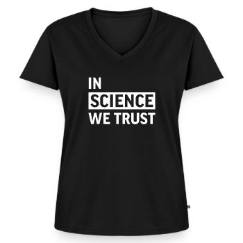 In science we trust - T-shirt encolure en V Premium bio Femme - noir - Devant - AI Model Female 172 light (172cm)