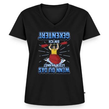 Kajak Kanu Paddeln Kajakfahren Spruch Geschenk - Frauen Premium Bio T-Shirt mit V-Ausschnitt - Schwarz - Vorne - AI Model Female 172 light (172cm)